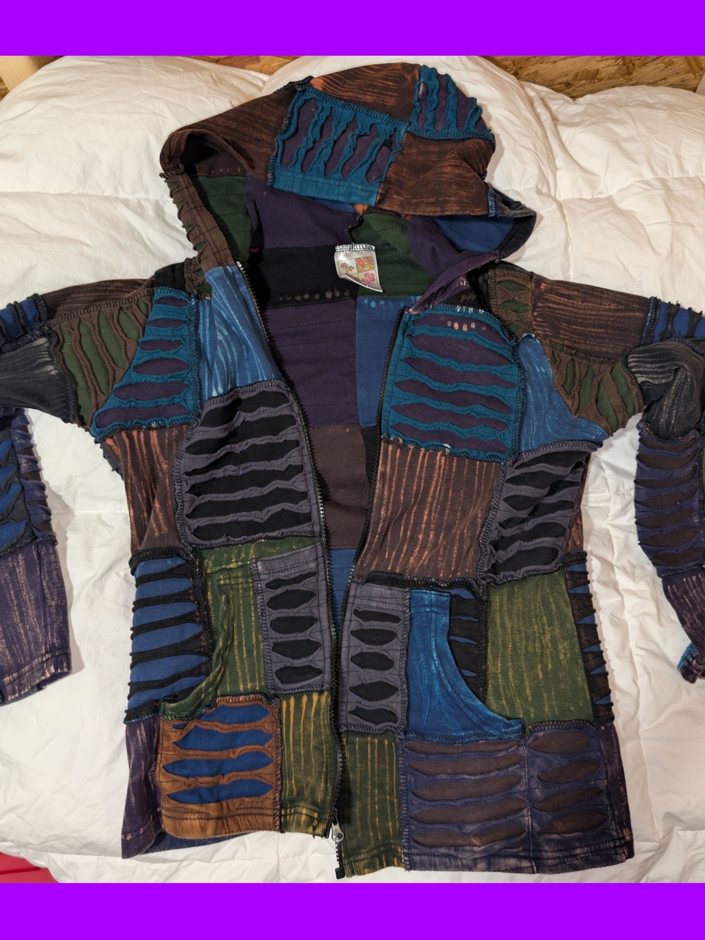 Patchwork Zip Hoodie - Medium